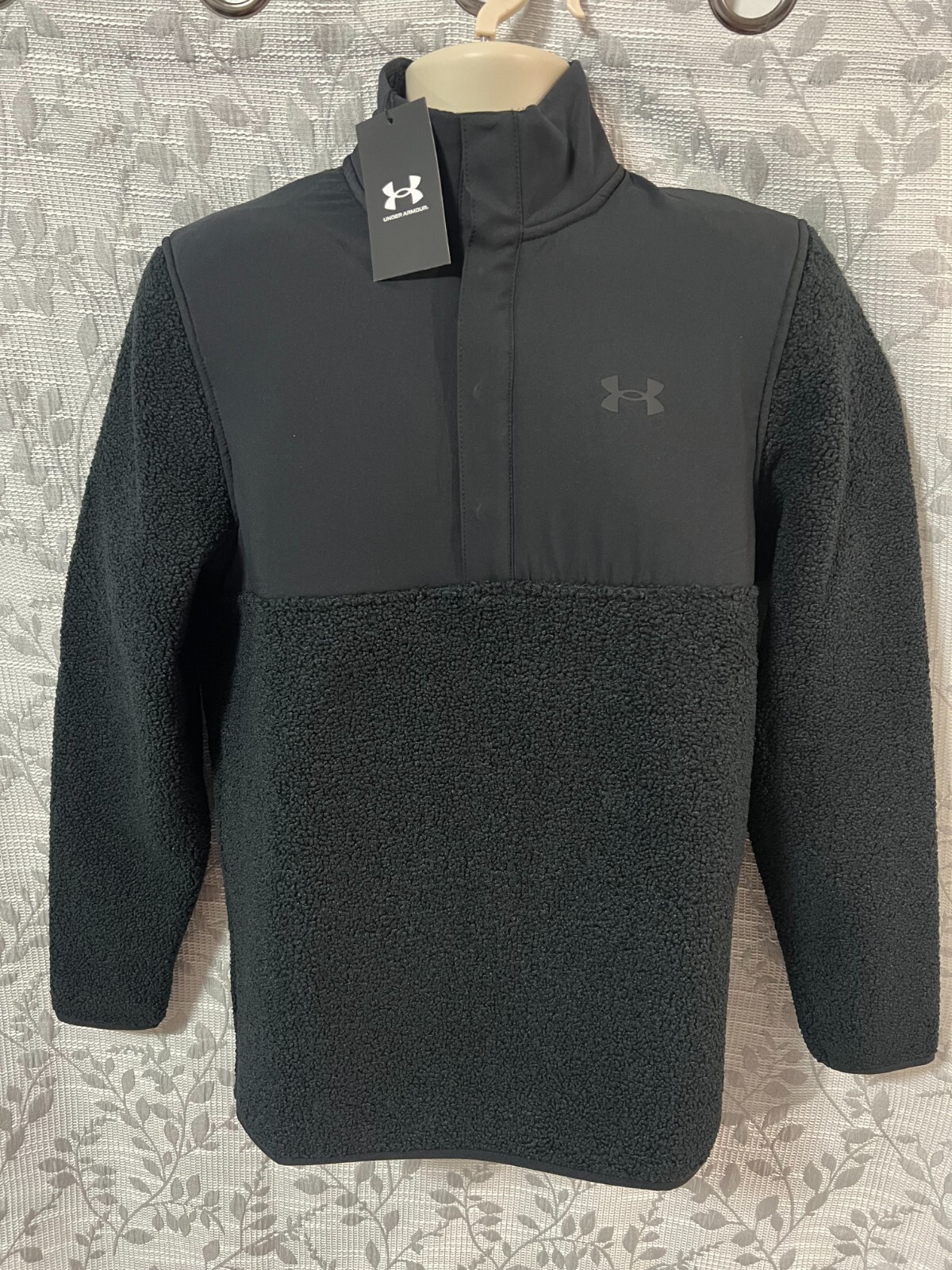 Under Armour Mens Black Snap Neck Fleece Golf Sweater Size S NWT $75