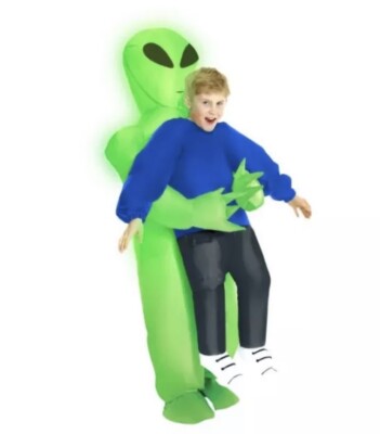 Kids Inflatable Alien Costume Boys Girls Blow Up Pick Me Up Suit Halloween