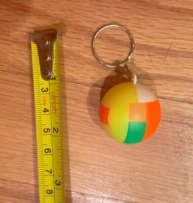 Puzzle Ball Keychain Plastic Neon Colored Puzzle Piece Round Game