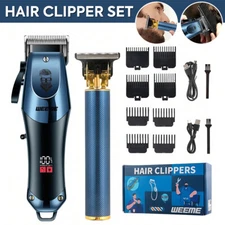 Professional Hair Clipper for Men, 2-piece Cordless Electric Shaver Hair Clipper
