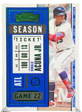 2020 Panini Contenders Ronald Acuna Jr Season Ticket Green Parallel #64 Braves
