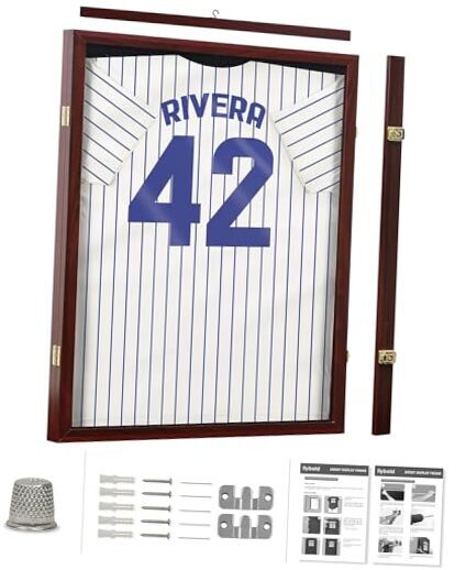 Jersey Frame Display Case - Large Jersey Display Case Mahogany Finish-image