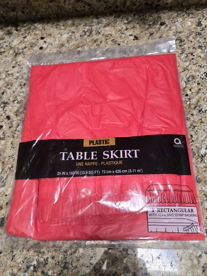 Лот из 3 пластиковых красных плиссированных настольных юбок Valentine 29 x 168 для украшения вечеринки - Изображение 4 из 4