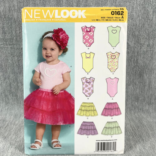 New Look 0162 Bodysuit and Skirt Babies Size NB L Sewing Pattern Girls Infants - Afbeelding 1 van 5