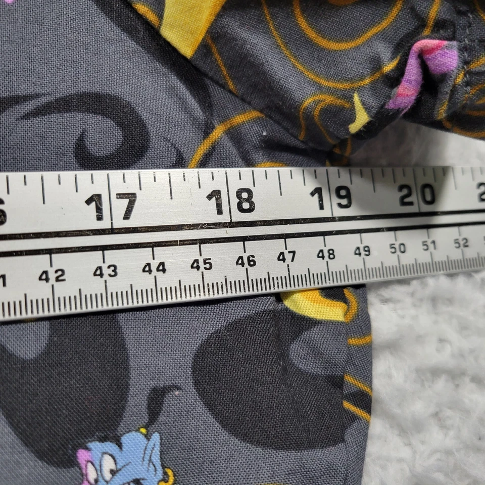 Disney Scrub Top Womens Small Yellow Gray Aladdin Lamp 2 Pockets - Image 3 of 4