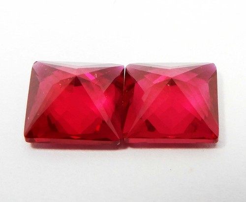 Natural Enhanced Loose Gem 5 mm Square Cut Super Clean Mogok Ruby 2 Pieces - Picture 3 of 3