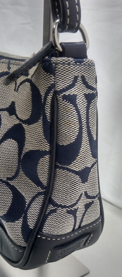 Coach 6094 Signature Demi mini Pouch Bag Canvas Leather Black Used