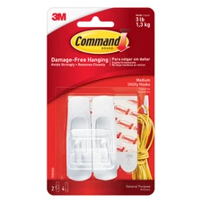 Command Medium Utility Hooks [Removable]: 2-pack (White)
