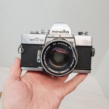 Minolta SRT 101 35mm SLR Film Camera MC Rokkor PF 55mm f1.7 Lens Silver As Is