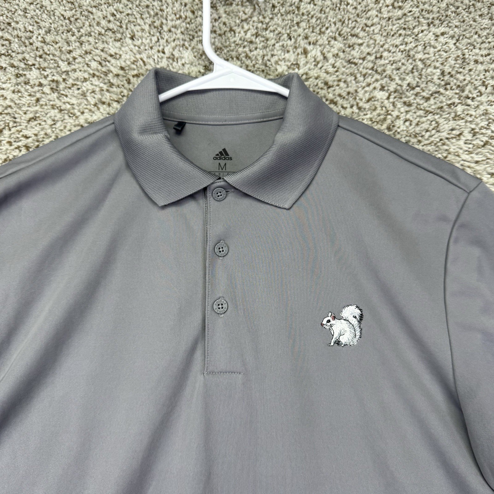 Oakmont Country Club Polo Shirt Men's Medium Gray Adidas Primegreen Golf Stretch thumbnail 3