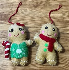 Jingles  Joy Felt Plush Gingerbread Boy and Girl Ornament Set, No Box