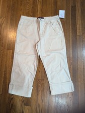 Gloria Vanderbilt Beige Khaki Stretch Capri Cuffed Jeans Sz 14