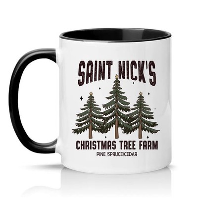 Saint Nicks Weihnachtsbaum Bauernhof Unisex 11 Unzen Keramiktasse Retro Urlaubsgeschenk