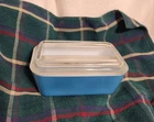Vintage Pyrex Blue Refrigerator Dish 502-8 with 502-C Clear Glass Lid