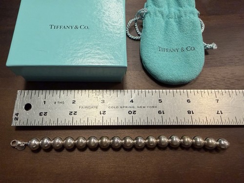 Tiffany & Co. Beaded Ball Bracelet Sterling Silver 7” Vintage Jewelry