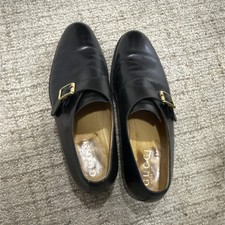 Gucci Men's Black Leather Monk Strap Buckle Dress Shoes 45.5E