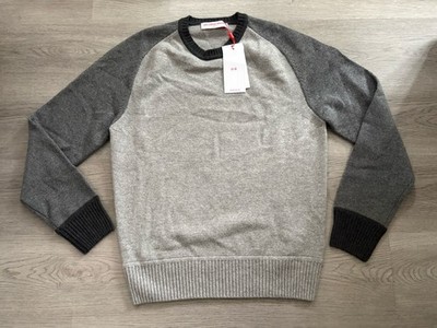 Orlebar Brown Ethan grauer Herrenpullover Kaschmir Merinowollmischung Größe Large neu mit Etikett