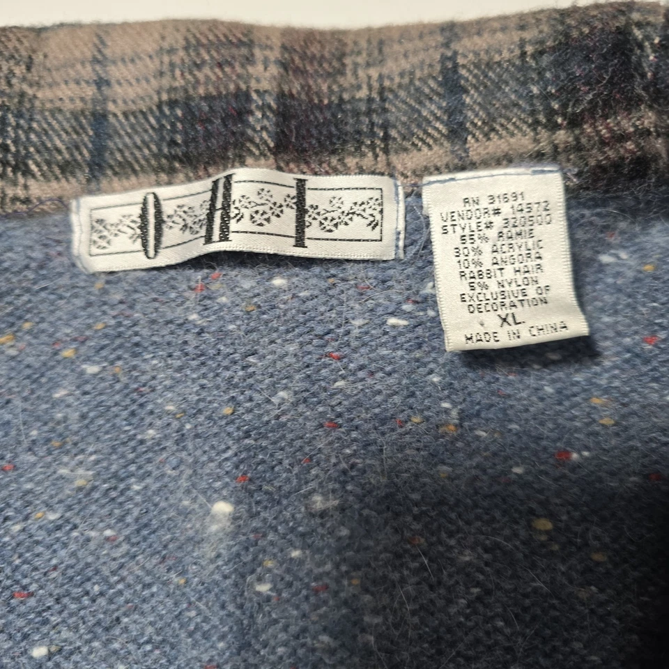 Chaleco Suéter Navidad Años 90 Mujer Talla XL Azul Angora Conejo Cremallera Completa Cálido  Foto 2 de 4