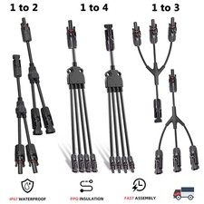 Solar Panel Y Branch Cable Connection Waterproof Adapter Connector Extension US