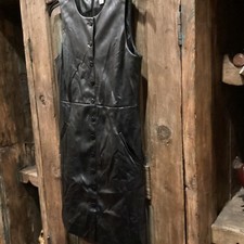 Nine West Womens  Faux Leather Classic Dress. Lined. Black. Button Down. Size M