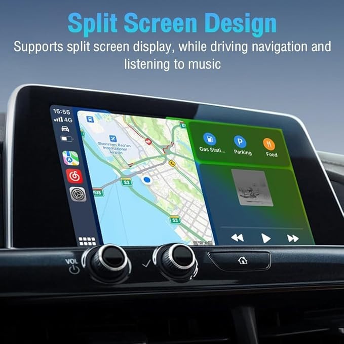CarPlay ADATTATORE WIRELESS Auto IPHONE ANDROID 2in1 USB e Type-C Plug & Play - Miniatura 3