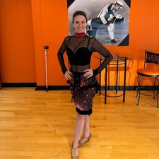 Elegant Black and Red Latin/ Rhythm Ballroom Dance Dress