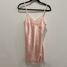 Victoria's Secret Sz S Womens Pink Lace Satin Babydoll Coquette Night Slip Dress
