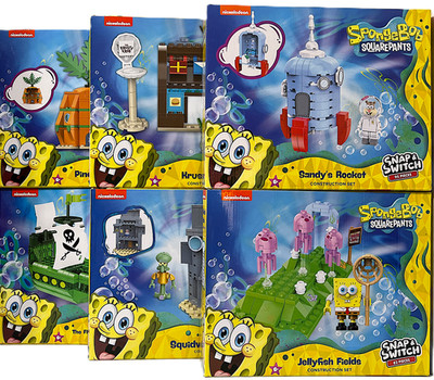 Snap & Switch SpongeBob Squarepants Construction Set Nickelodeon Lot of 6 NEW