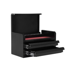 Mini Steel Toolbox 2 Drawer 10 Inch Storage Chest Black Compact Organizer