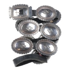 Roger Skeet Jr Navajo sterling silver hand stamped vintage concho belt