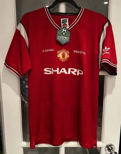 Manchester United 1985 F.A. Cup Final Shirt - Large - Retro Score Draw  7 Robson