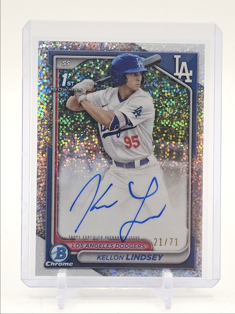 KELLON LINDSEY 2024 BOWMAN CHROME 1ST DRAFT SPARKLE AUTO /71 Q4034