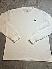 T-shirt Converse manica lunga uomo media bianca girocollo basic casual