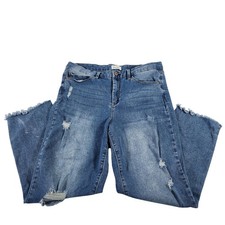 Nicole Miller Soho High Rise Slim Straight Distressed Jeans Blue Womens Size 12