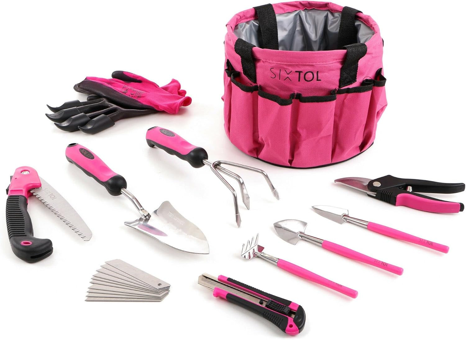 Garden PINK - Set Di 10 Attrezzi Da Giardino, 10 Pezzi, Accessori Da Giardino in