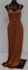 Azazie Women's Denice Sheath Pleated Satin Dress EH6 Copper Size A0 NWT