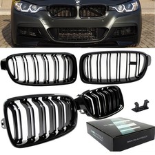 KÜHLERGRILL für BMW 3er F30 F31 F80 F35 passend SET Schwarz Glanz Doppelsteg