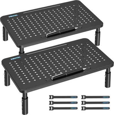 2 Pack Adjustable Monitor Stand Riser with Drawer, Supports 44Lbs