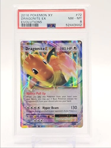 DRAGONITE EX 2016 POKEMON XY EVOLUTIONS RARE HOLO 72/108 PSA 8 Q0423