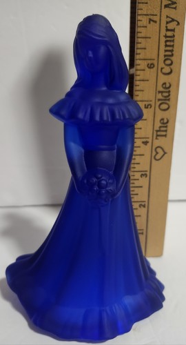 Fenton Glass Bridesmaid Satin Colbalt Blue FOA 2002 Signed Bill ???