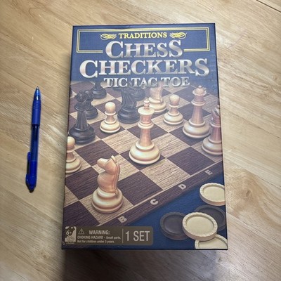 New Cardinal Games Traditions Chess Checkers & Tic Tac Toe Game Set