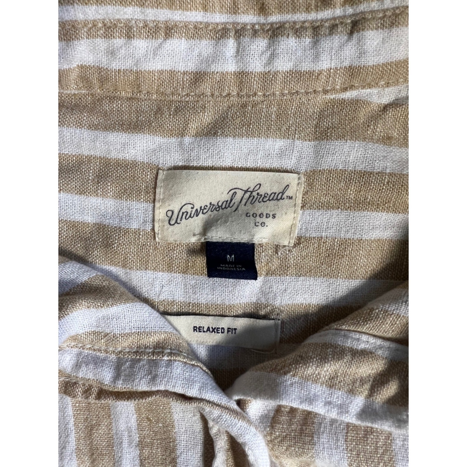 Universal Thread Button Down Womens Medium Tan Wh… - image 2