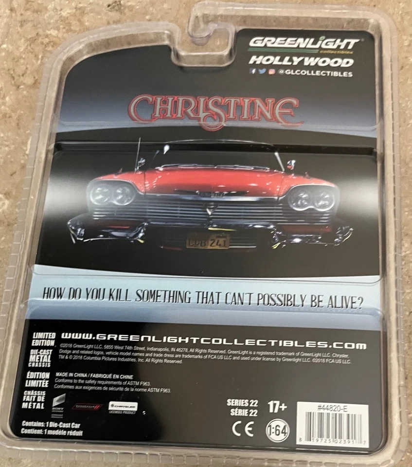 Dodge Charger Greenlight Hollywood Christine 1968 1:64 azul fundido a presión Foto 4 de 4