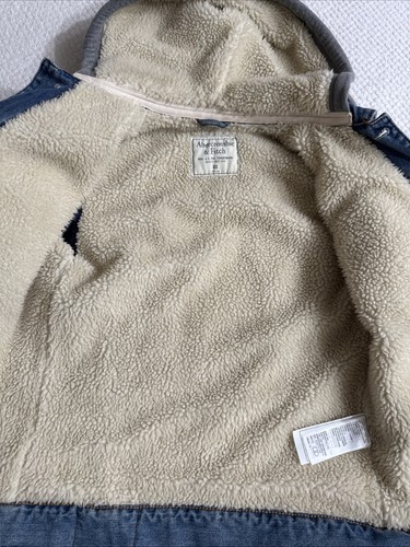 Abercrombie and Fitch Jacket Mens xs furry Lined hoody Denim Vintage eBay