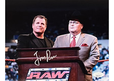 Jim Ross Signed 11x14 WWE Photo With Jerry The King Lawler JSA