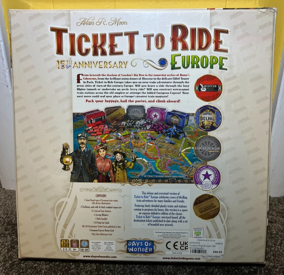 Ticket to Ride: Europe - 15th Anniversary Edition NIS, Small Scuff on Box Corner - Image 2 of 4