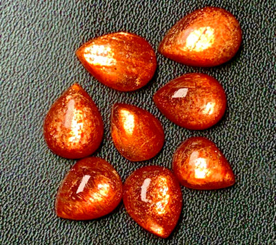 Natural Sunstone Gemstone, Smooth Flashy Fire Cabochons Pear Shape 7x9-8x11 MM