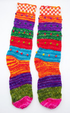 Warm Winter Socks, Hand-Knitted, Multicolor Yarn