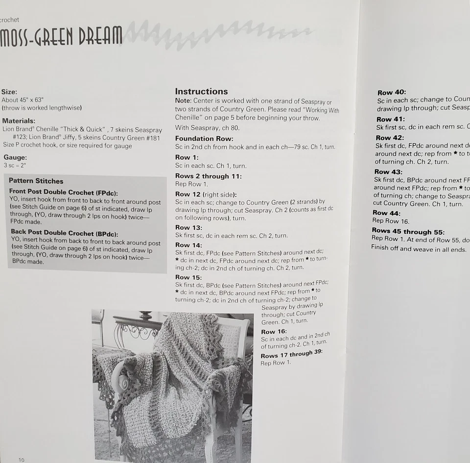 Afghans Chenille Throws Crochet Knit Patterns By American School Of Needlework - Image 4 of 4