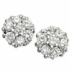 4CT Round Lab Created Diamond 14K White Gold Finish Flower Cluster Stud Earrings